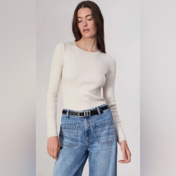 rag & bone Sweaters - Rag & Bone Beige Audrina Ribbed wool sweater. Size M.